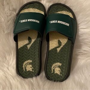 Michigan State Youth Sandals Slip On Green Slides Size 2-3‎ Large